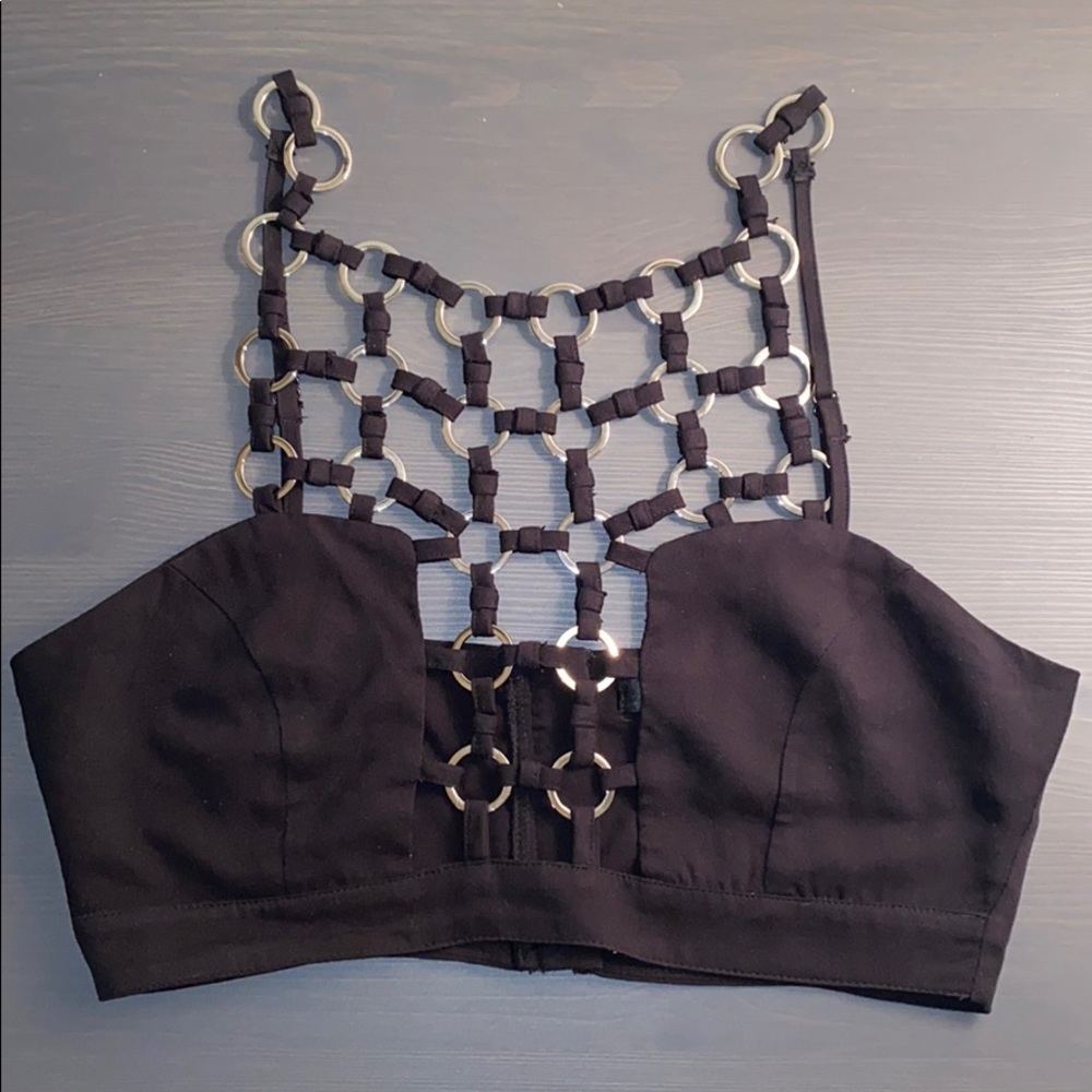 LF black chain cropped top